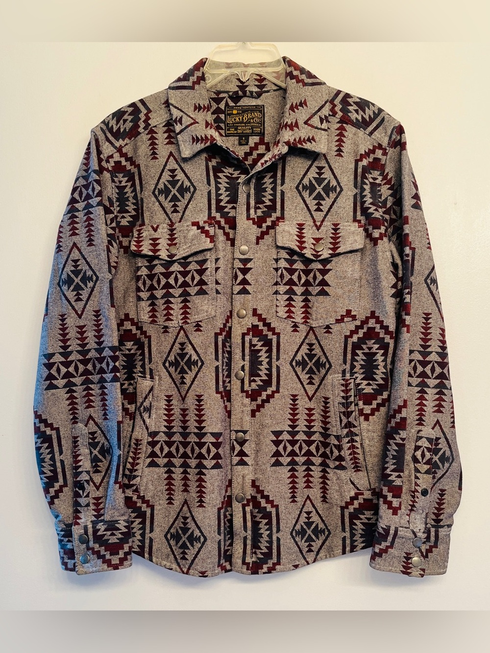 Lucky Brand Southwestern Aztec Jacquard
Flannel Shirt Jacket Gray size S